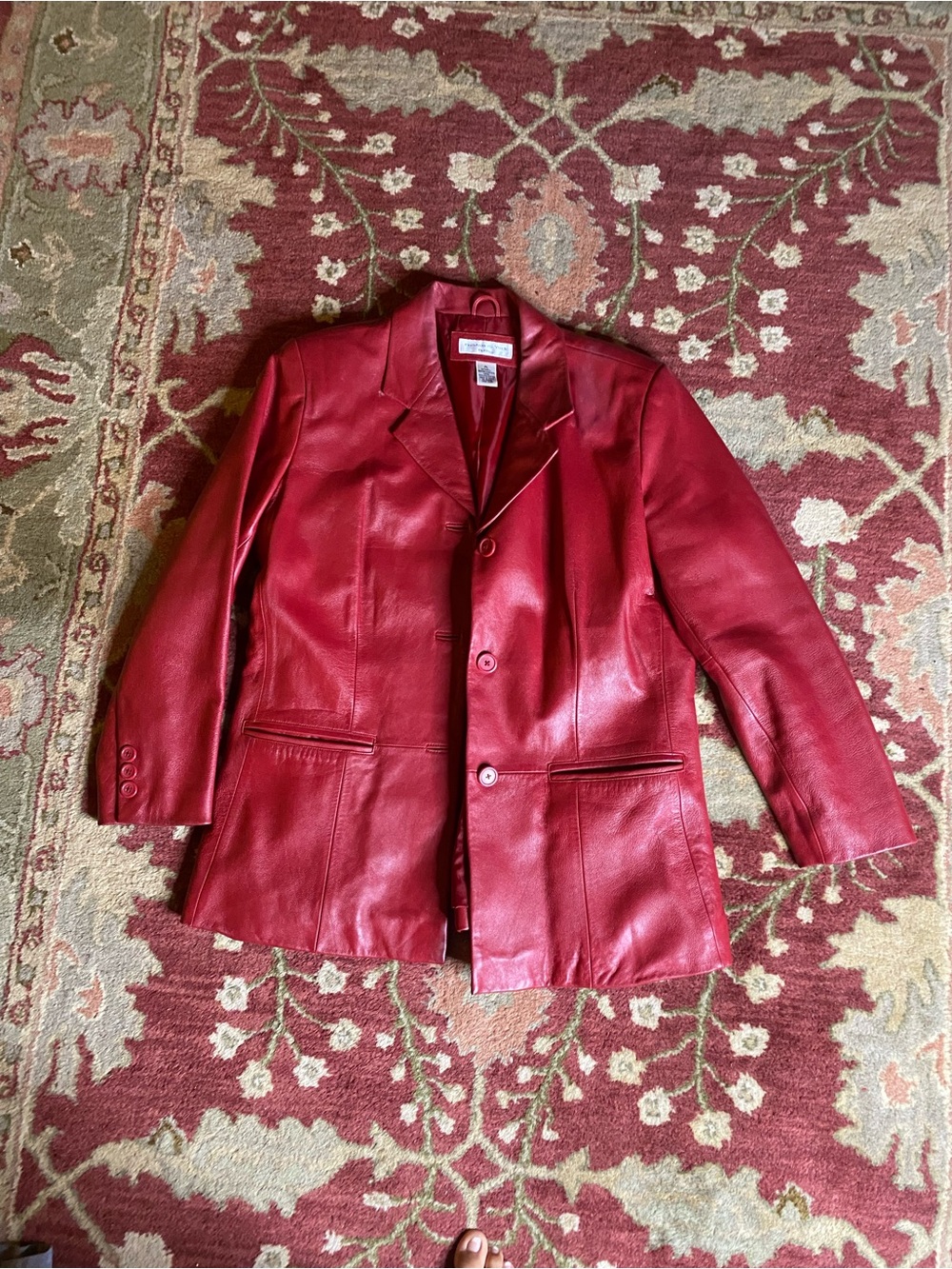 Preston & York Women's Red Leather Blazer Jacket